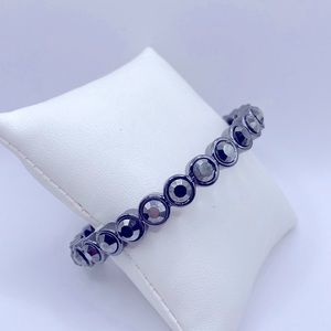 R.J. Graziano Gunmetal Bezel-Set Crystal Statement Bangle